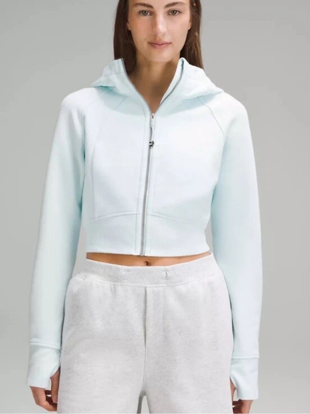 Lululemon Women’s Scuba Full-Zip Cropped Hoodie In Light Blue Size 4